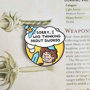 Thinking About Swords Enamel Pin